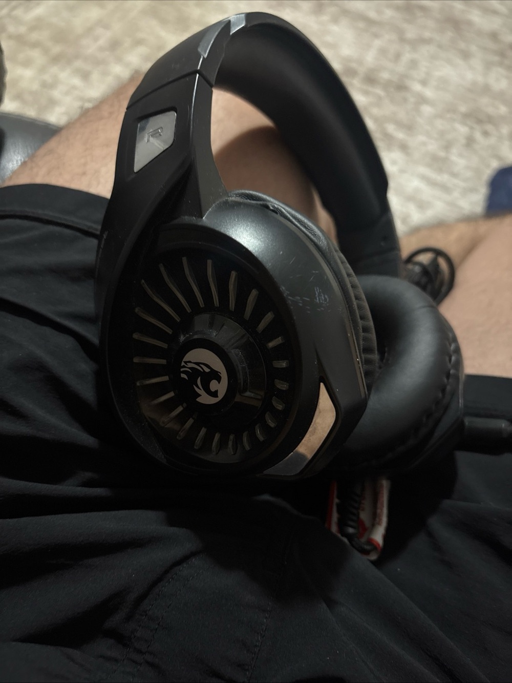 Black Over-Ear Gaming Headphones with Logo